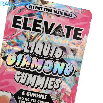 Die Cut Cali 3,5g 7g 14g 28g Tas Mylar untuk Permen karet Permen karet Holographic Bau Proof Ziplock Bags