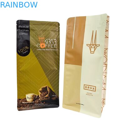 Kantong Biji Kopi Berdiri dengan Resleting dan Katup Kustom