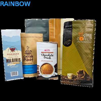 Kantong Biji Kopi Berdiri dengan Resleting dan Katup Kustom