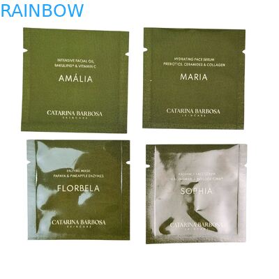 Ukuran Kustom Kantong Sachet Sampel Kosmetik Segel Panas Foil Aluminium dengan Logo yang Disesuaikan