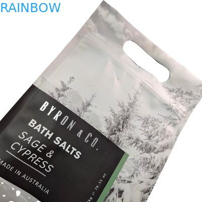  Eco-Friendly Ziplock Bag with Handle Flat Bottom Pouch Zipper for Bath Salt Body Scrub Shampoo Packaging Plastic Bags