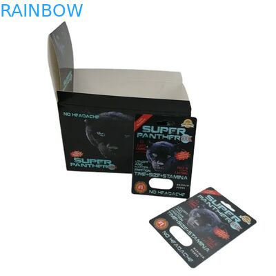 Grosir Kustom Rhino 100k 150k 200k Pil Peningkatan Kapsul Obat Kemasan 3d Kartu dengan Kotak Display Kertas
