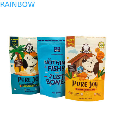 Kantong Berdiri yang Dapat Digunakan Kembali Ramah Lingkungan dengan Ketebalan 50-200 mikron untuk Pengemasan Makanan Hewan