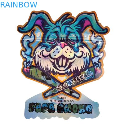 Kantong Mylar Potongan Mati Eksotis 3.5g 1lb Holografik Food Grade Permen Aroma Bentuk Khusus Tahan Anak Kantong Ziplock Mylar