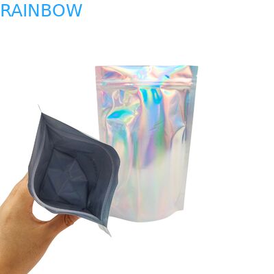 Customized Hologram Mylar Bags Resealable Smell Proof Holographic Plastic Zipper Bags