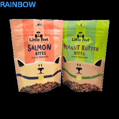 Gravure Printed Back Side Sealed Plastic Bags Valve Stand Pouch Pet Food Bag Resealable Moisture Proof Zip Pocket Dog Cat Snacks