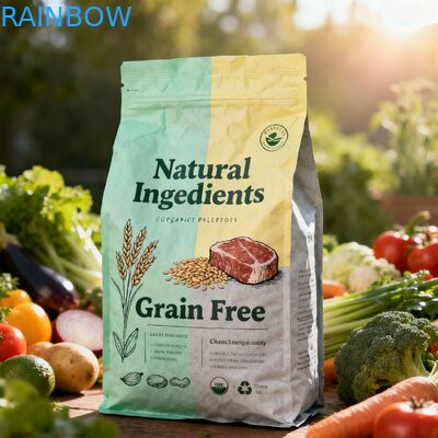 Custom Biodegradable Animal Feed Food Packaging Mylar Bags Side Gusset Pouch Dog Cat Pet Food Zipper Bag dengan Katup