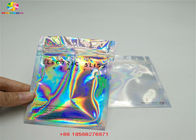 Holographic Stand Up Tas Kunci Zip Laminated Poly Kemasan Plastik Besar Hologram Foil Sticker
