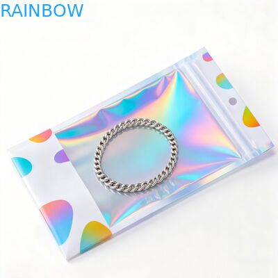 Tas plastik PE khusus untuk anting-anting perhiasan yang dapat didaur ulang Anti-oksidasi Satu sisi kantong penyimpanan kunci ritsleting transparan