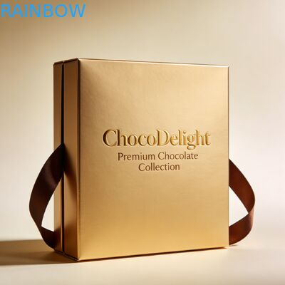 Custom Printing Gold Foil Stamped Wedding Gift Box dengan jendela yang jelas untuk permen dan cokelat