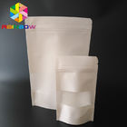 Doypack Putih Stand Up Coffee Kantung Ziplock Kraft Paper Bags Dengan Clear Window / Zipper