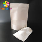 Doypack Putih Stand Up Coffee Kantung Ziplock Kraft Paper Bags Dengan Clear Window / Zipper