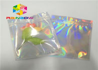 Laser Mylar foil pouch dengan sisi yang jelas untuk cat kuku bubuk glitter kemasan tas kemasan hologram foil kosmetik