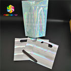 Hologram Zipper Tas Kertas Disesuaikan Holographic Stand Up CMYK Untuk Kosmetik