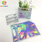Digital Print Foil Pouch Packaging Hapus Depan Hologram Zip Lock Bag Untuk Sampel Kosmetik