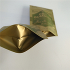 Digital Printing Matte Gold Stand Up Zipper Pouch Small Proof Mylar Bag Untuk Gulma