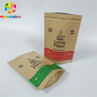 Stand Up Paper Bags dengan Custom Logo Resealable Brown Kraft Paper Pouch Packaging Untuk Biji Kopi