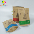 Stand Up Paper Bags dengan Custom Logo Resealable Brown Kraft Paper Pouch Packaging Untuk Biji Kopi