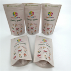 Disesuaikan 100% Biodegradable Kraft Paper Pla Bags Dengan Resealable Zipper Untuk Chew Gum
