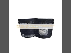 Kantong Plastik Permukaan Hitam Doff Kemasan Spot UV Jendela Depan Bening Transparan