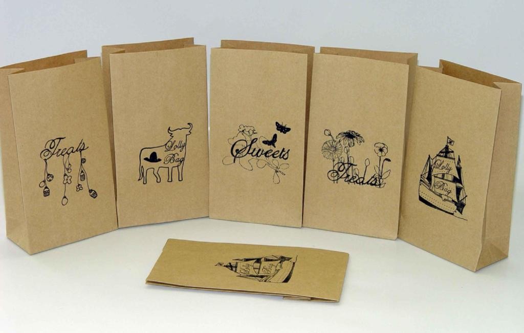 Top Disesuaikan Brown Kraft Paper Bags Top Terbuka untuk Snack