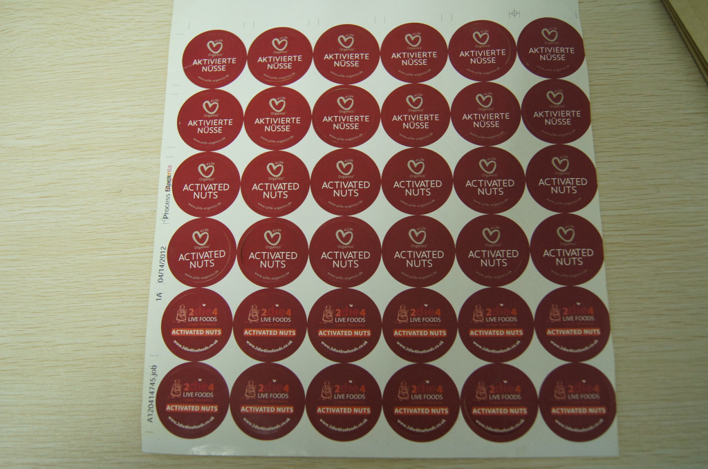 Kemasan Kertas Bulat Kecilkan Lengan, Label Stiker Perekat Untuk Kacang Aktif