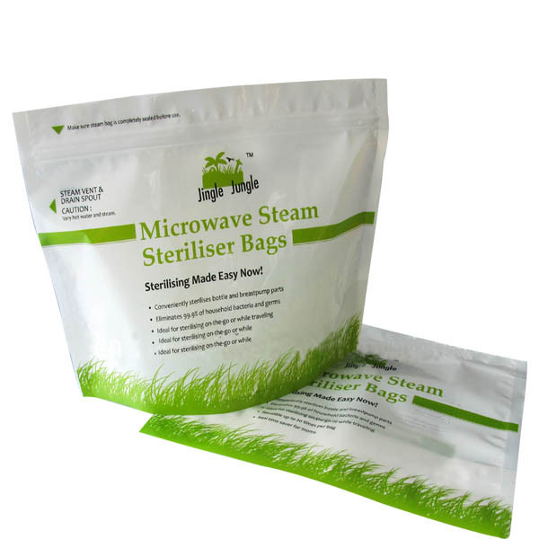 Hijau Laminated Microwave Food Vacuum Seal Bags Mencetak Dengan Zipper