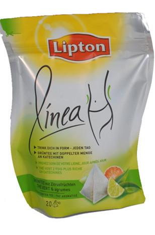 Anggun Curved Lipton PET / VMPET / PE Tea Packaging Bags Stand Up