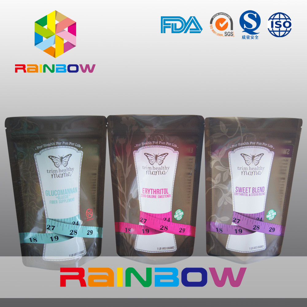 Stand Up Zipper Snack Bags / Kemasan Makanan Plastik Untuk Pemanis Yang Sama