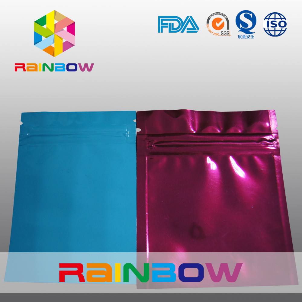 Tiga Side Biru / Merah Kecil Foil Pouch Kemasan Zipperlock, Laminated