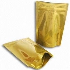 Emas Stand Up Glossy penuh Percetakan Foil Pouch Kemasan Dengan Zipper