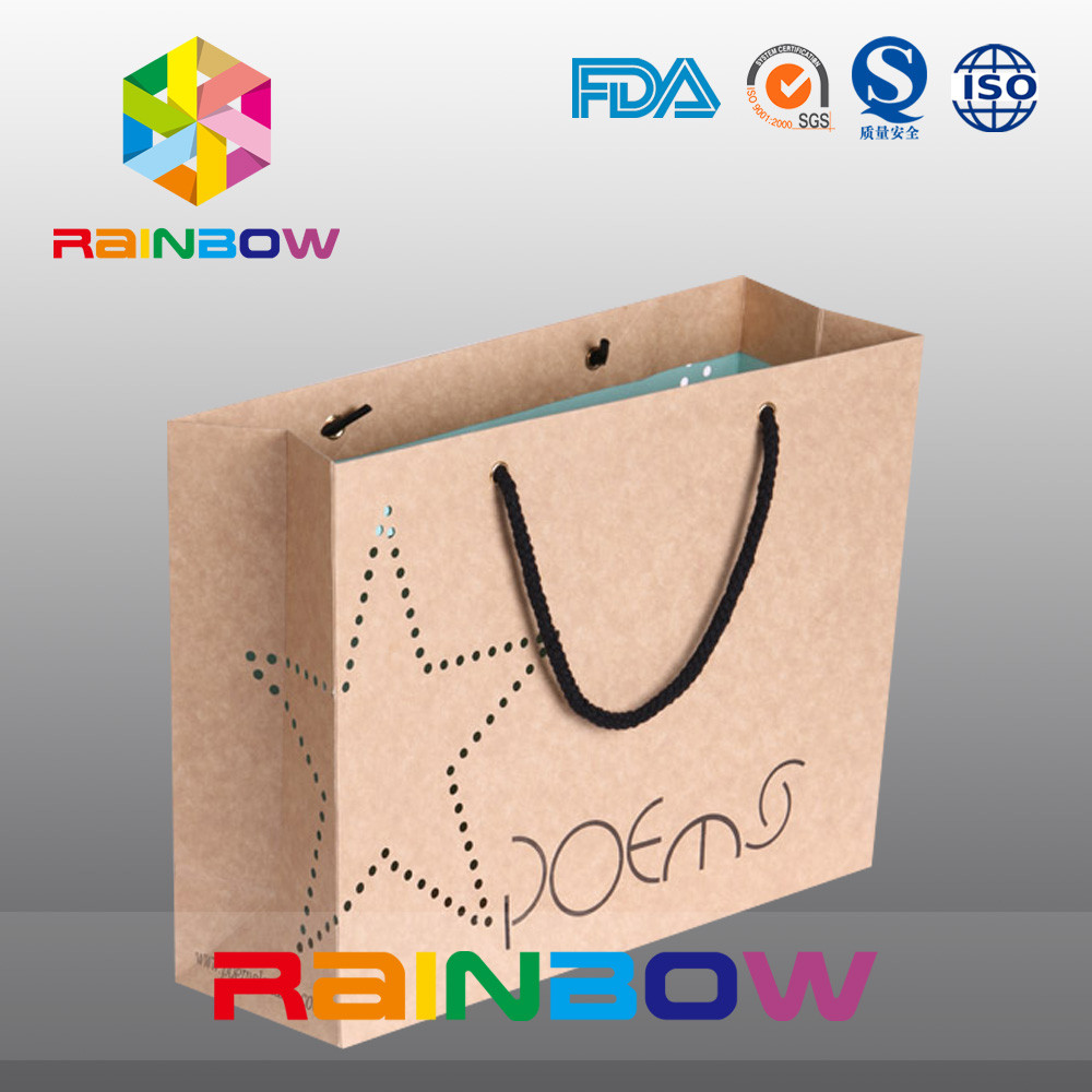 Tas Kertas Kraft Coklat Dengan Tali Untuk Hadiah / Pakaian / Shoses