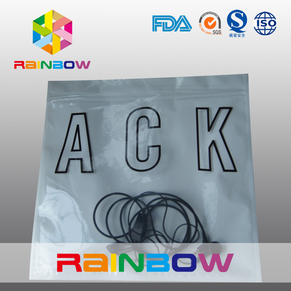 Three Side Seal Transparan Depan White Pearl Kembali Anti Statis Bag Dengan Zipper