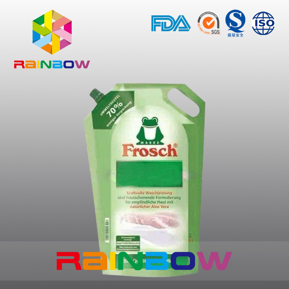 Aluminium Foil Stand Up Pouch Spout Dengan Tangan Lubang Untuk Laundry Detergent Kemasan