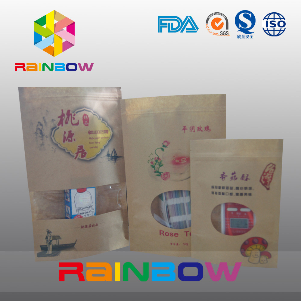 Tas Kertas Kraft Food Grade Custimized / Ziplock Dengan Jendela