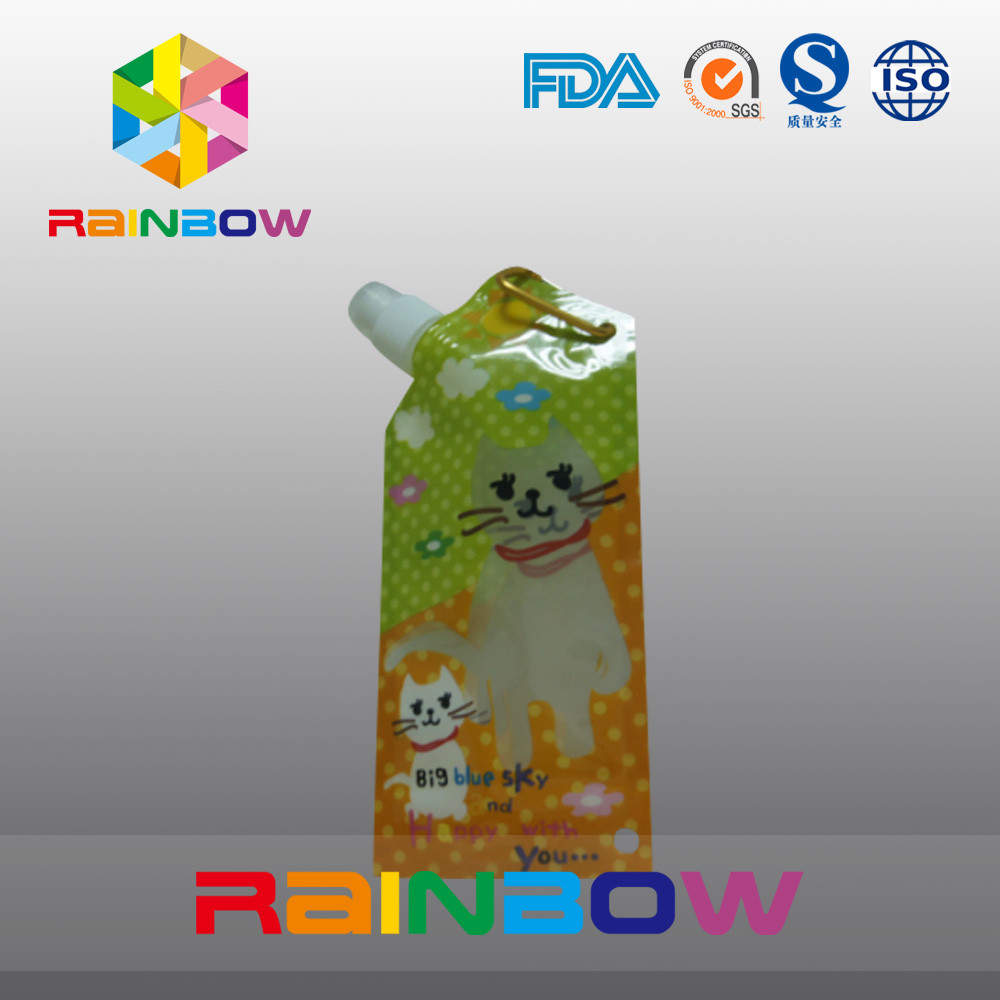 Jenis khusus jus minuman kemasan Gusset sisi kantung dengan cincin logam