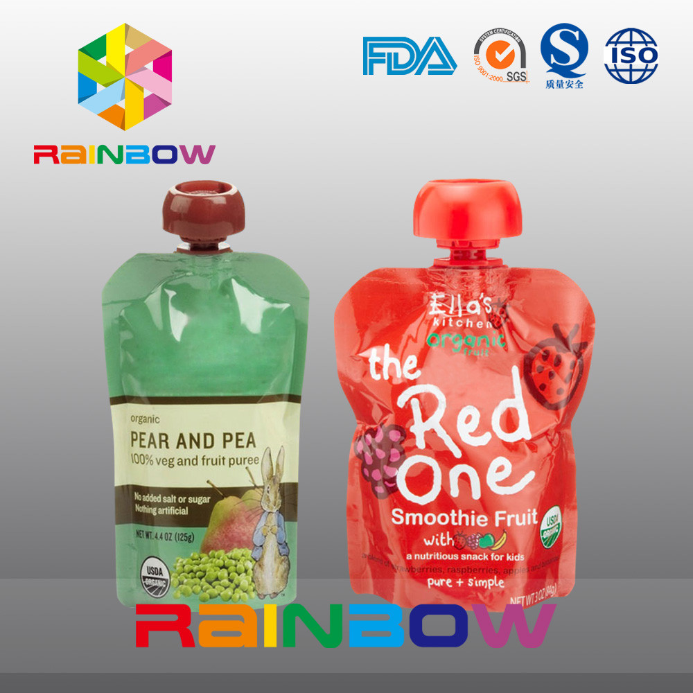 140ml 200ml Re-Sequeezed Baby Food Spout Pouch dengan ritsleting ganda