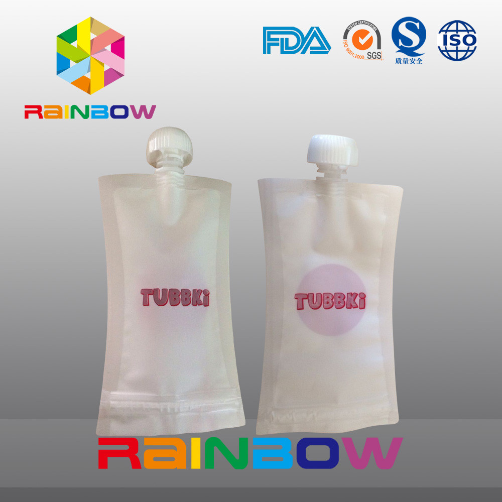 Berdiri makanan bayi Reusable menyemburkan kantong Kemasan dengan ritsleting di atas