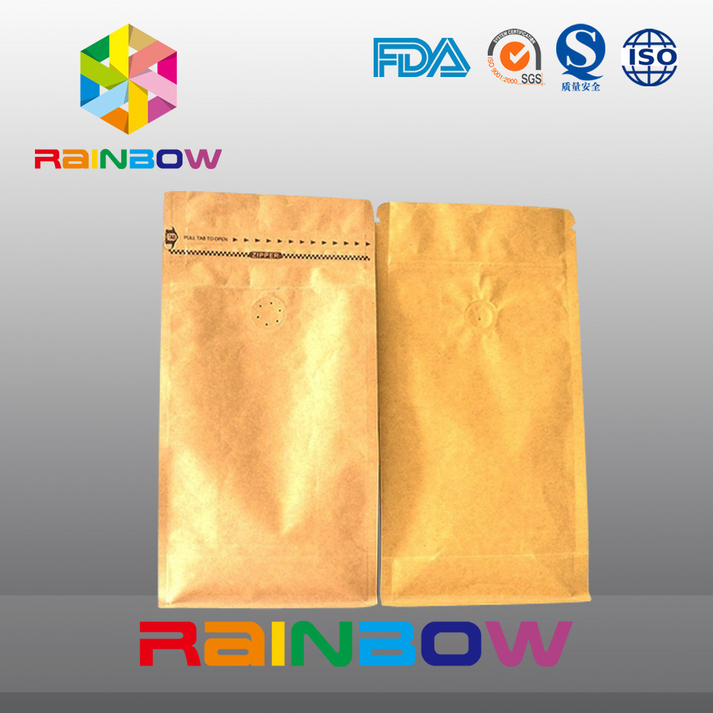 Buhul bawah berdiri tas ziplock untuk kemasan kopi dengan katup