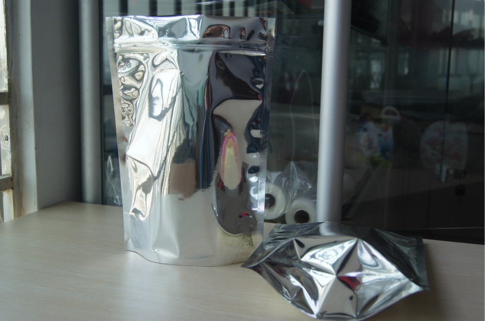 Disesuaikan Ziplock Aluminium Polos Tas / Stand Up Foil Pouch Packaging