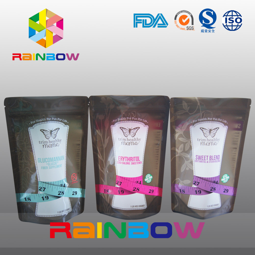 Kantong plastik buhul ziplock plastik untuk kemasan gula / permen / rempah-rempah