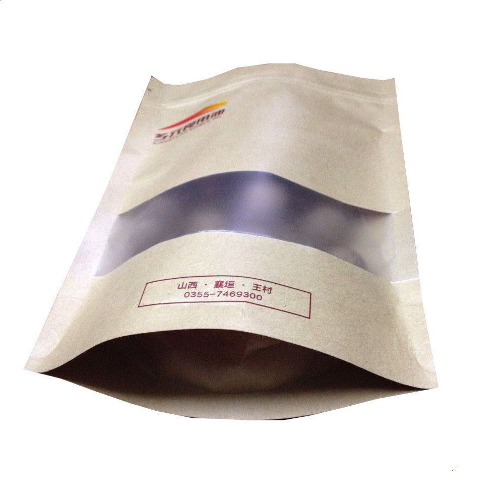 Matte Finishing Kraft Paper Pumpkin Seeds Packaging Bag Dengan Ziplock Dan Jendela