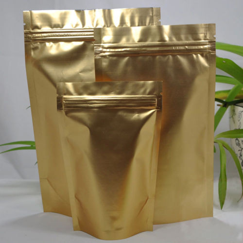 8 Cm X 13cm Ganda Wajah Emas Aluminium Foil Stand Up Zip Lock Pouch Packaging
