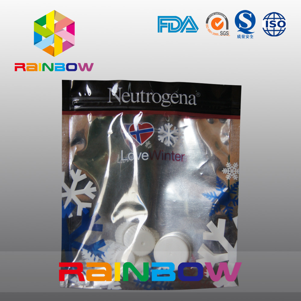 Body Mist &amp; Lotion Alumunium Foil Kembali Dan Clear Depan Cosmetic Pouch Doypack