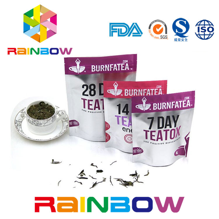 Biodegradable Stand Up Tea Pouch Mylar Ziplock Laminated Tea Packing Bag