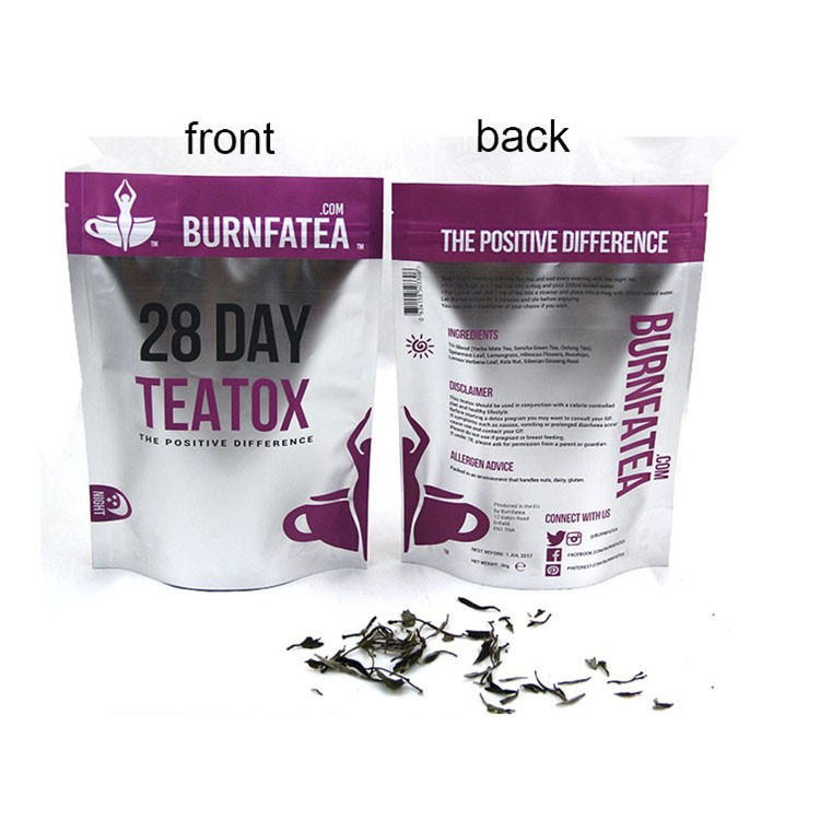 Cetak Mylat Tea Bag Packaging Dengan Ziplock, Custom Tea Reclosable Packaging Doy Pack