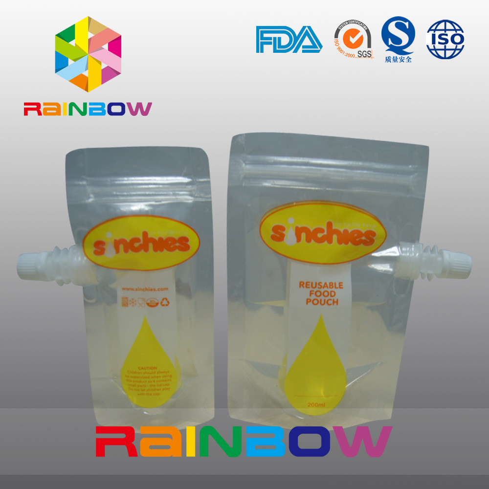 Stand Up Liquid Juice Pouch, resleting minum kantung gravure printing