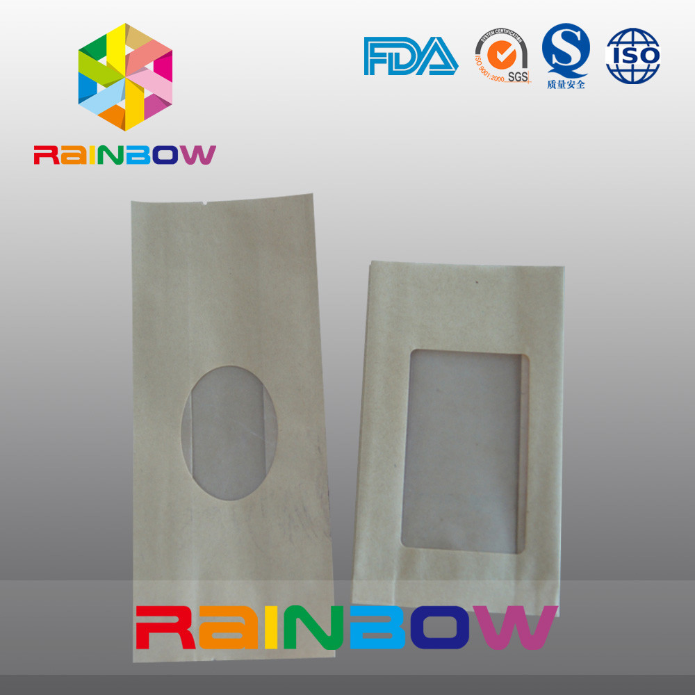 Gusset Kraft Paper Bag Untuk Kemasan Permen / Makanan Kering Dengan Jendela Yang Jelas