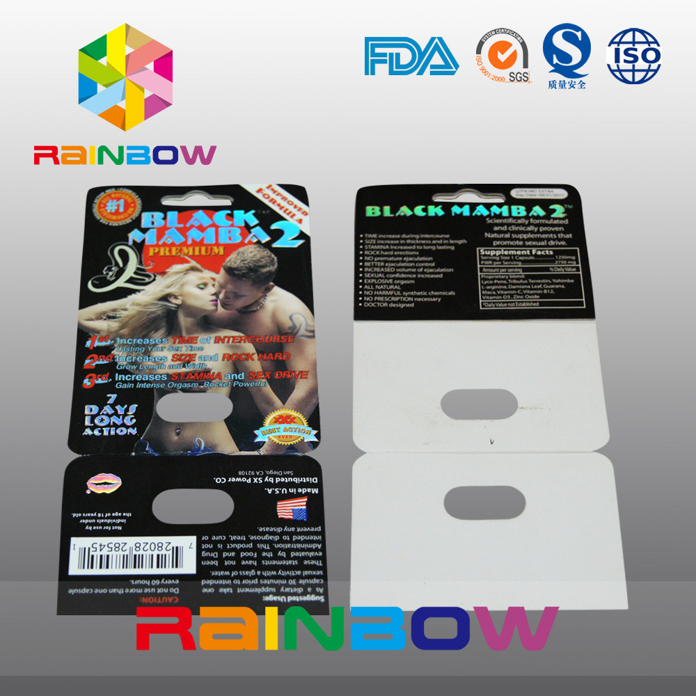 Kartu Blister Kertas Kemasan Kertas Kartu Disesuaikan Untuk Pil Seksual