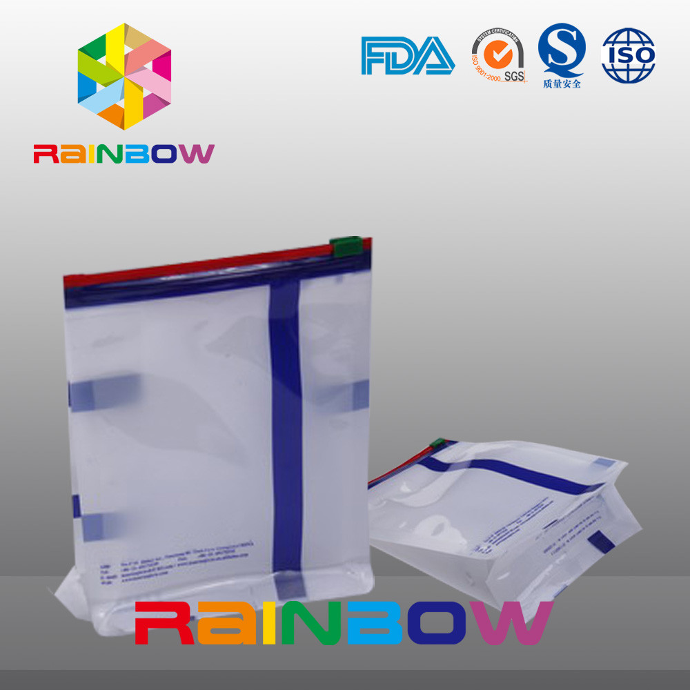 Ukuran Custom Putih Qual Seal Gusset Bawah Datar Kantong Dengan Slide Ziplock Untuk Kemasan Makanan